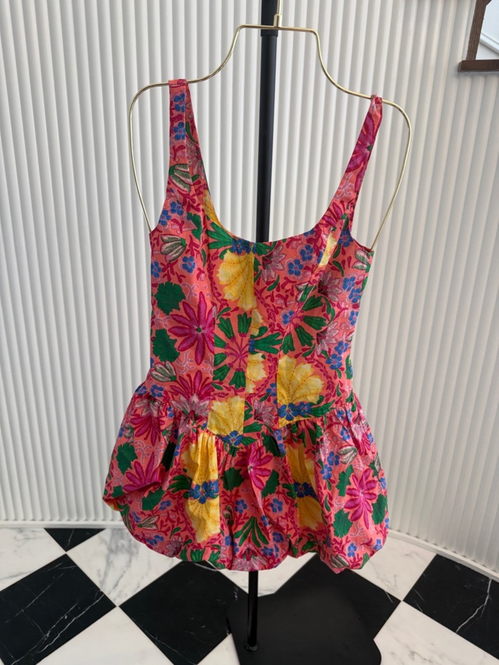 Vici Bright Pink Floral One-Piece with Yellow & Green Accents